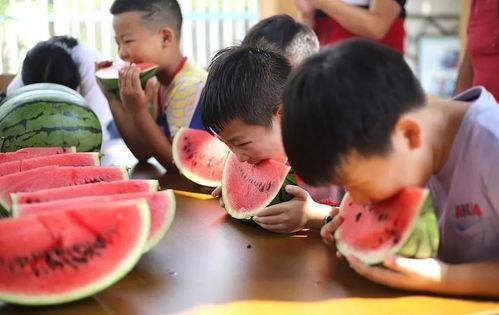 六一儿童吃瓜,孩子们欢乐吃瓜，共享夏日甜蜜时光